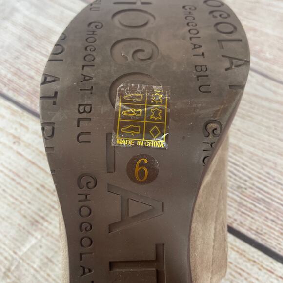 Chocolat Blu Vanessa Womens Sz 6 Platform Mules Taupe Gray - Picture 9 of 10